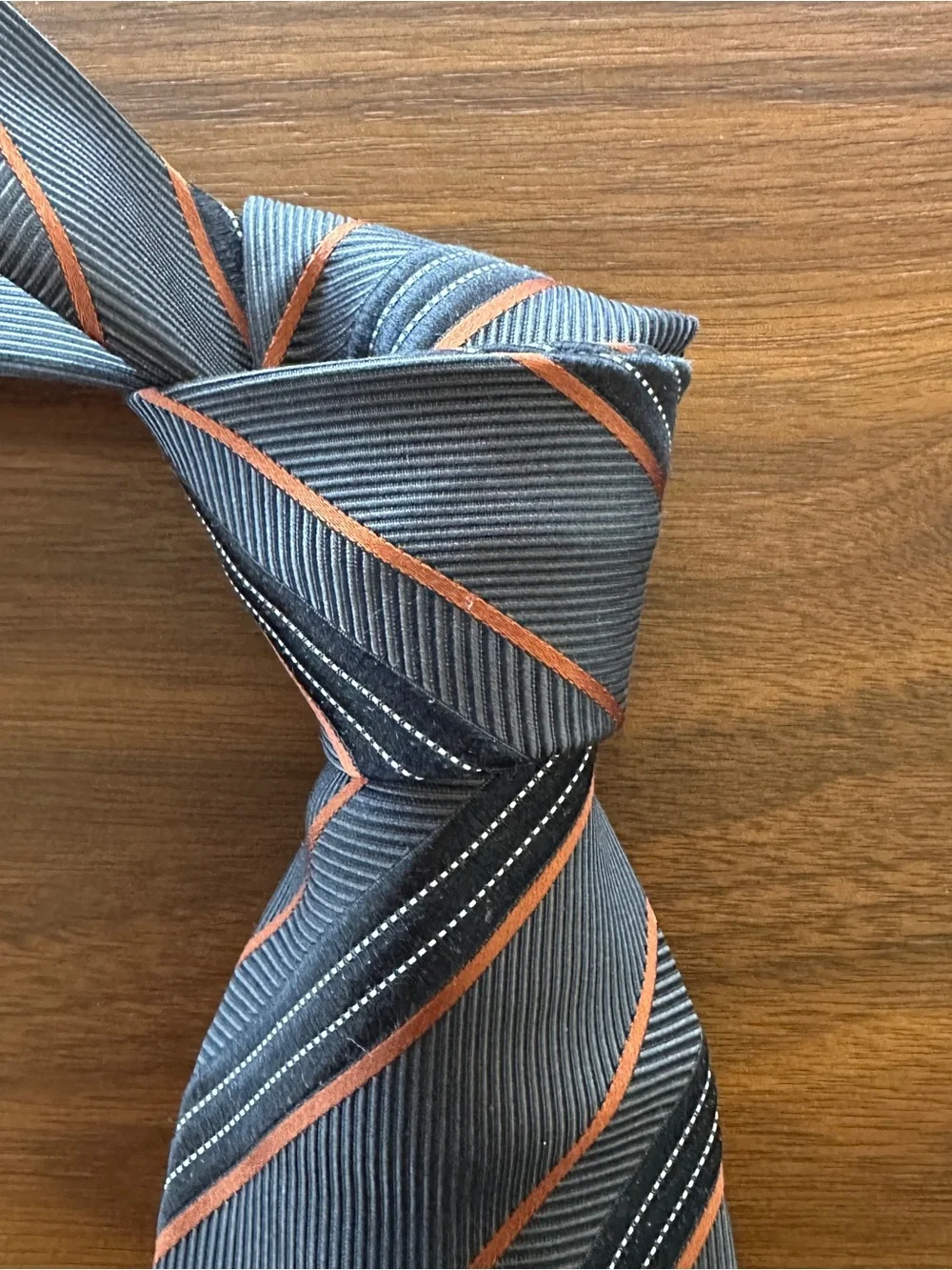 Tino Cosma Gray & Brown Striped Silk Tie
